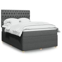 Boxspring met matras stof donkergrijs 140x190 cm - thumbnail