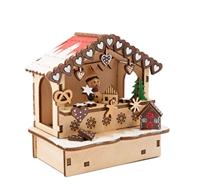 Small Foot houten decoratie kerstmarkt met lampjes, set van 3 - thumbnail