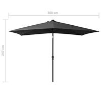 VidaXL Parasol met led's en stalen paal 2x3 m antracietkleurig - thumbnail