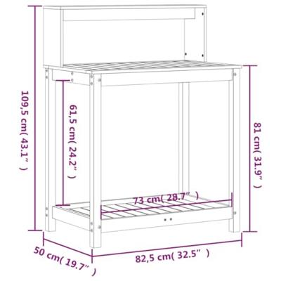 Oppottafel met schappen 82,5x50x109,5 cm massief grenenhout Oppottafel met schappen 82,5x50x109,5 cm massief grenenhout