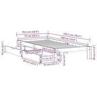 Bedframe met lades massief grenenhout wit 75x190 cm - thumbnail