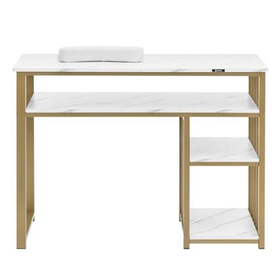 Nageltafel - IJzeren frame - Gemarmerd/Gouden - 3 planken - Handsteun Nageltafel - IJzeren frame - Gemarmerd/Gouden - 3 planken - Handsteun