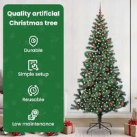 VidaXL Kunstmatig voorverlicht kerstboom groen 240 cm pvc en metaal - thumbnail