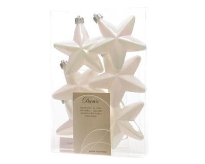 6 Sterren plastic glans-mat 7.5cm wit iris KSD - Ksd