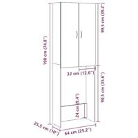 Wasmachinekast 64x25,5x190 cm artisanaal eikenkleur - thumbnail