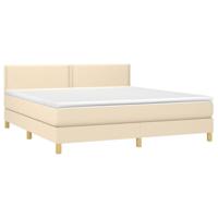 Boxspring met matras stof crèmekleurig 200x200 cm - thumbnail