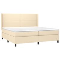 Boxspring met matras stof crèmekleurig 200x200 cm - thumbnail