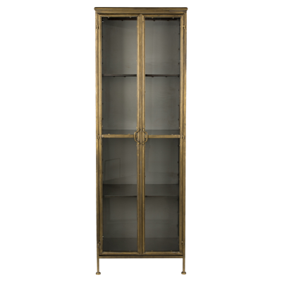 Dutchbone Vitrinekast 'Gertlush' Antique Brass, 184 x 63.5cm