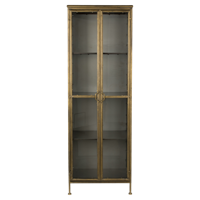 Dutchbone Vitrinekast 'Gertlush' Antique Brass, 184 x 63.5cm - thumbnail