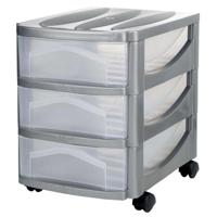 Bama big hobby ladesysteem met 3 laden 30x30x40 cm zilver/wit - thumbnail