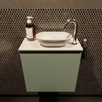MONDIAZ FOWY toiletmeubel 50cm kleur army. Waskom positie rechts kleur talc | talc. Met 1 kraangat - thumbnail