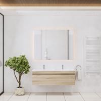 Badkamermeubelset Gliss Design Anelius 140cm Grey Oak (Keuze uit wastafel, kraangaten & spiegel) - thumbnail