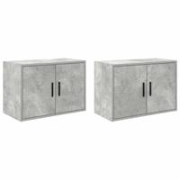 Garagewandkasten 2 st bewerkt hout betongrijs - thumbnail