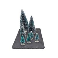 Mini everlands kunstkerstboompjes set van 8 - thumbnail