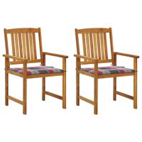 Tuinstoelen 2 st met kussens massief acaciahout - thumbnail