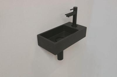 INK - Fonteinpack Quartz Rechts incl. Fonteinkraan - Design Sifon - Design Plug en Montageset - 360x180x90 Mm - Quartz Zwart/mat Zwart