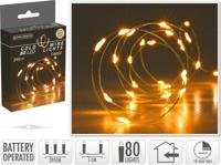 Gouddraad met 80 led lampjes warm wit met timer - thumbnail