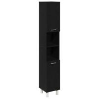 Badkamerkast Zwart Eiken 30 x 30 x 179 cm Bewerkt hout - thumbnail
