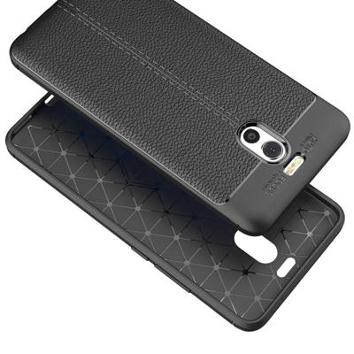Meizu M6 Opmerking Litchi textuur zachte TPU anti-skip beschermhoes Back Case (zwart)