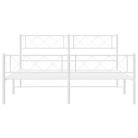 Bedframe met hoofd- en voeteneinde metaal wit 140x200 cm - thumbnail