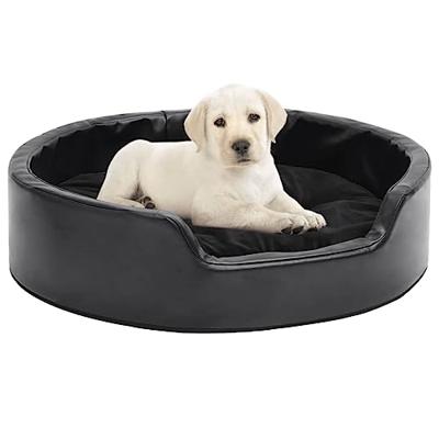 VidaXL Hondenmand 69x59x19 cm pluche en kunstleer zwart