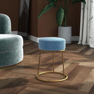 Hocker rond fluweel lichtblauw