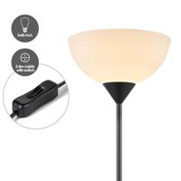 Moderne E27 LED Vloerlamp - 28/28/173.5 cm - Zwart - Metalen Staande Lamp met Wit Lampenkap - Geïntegreerde LED 4W 806Lm 2700K - Voor Kantoor en Slaapkamer - met schakelaar - thumbnail