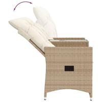 Tuinbank 2-zits verstelbaar met tafel poly rattan beige - thumbnail