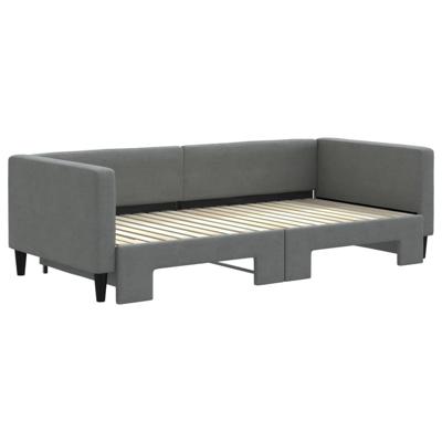 Slaapbank met onderschuifbed 90x190 cm stof donkergrijs