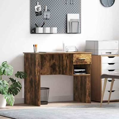 Bureau met lade Gerookt eiken 90 x 49.5 x 75 cm Bewerkt hout
