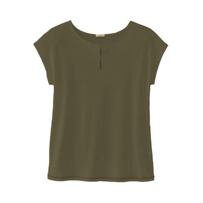 Overshirt met cut-outs en contrastnaad, olijfgroen 40/42