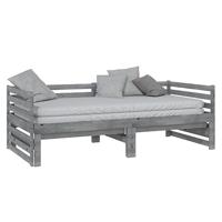 Bedbank uitschuifbaar massief grenenhout grijs 2x(90x200) cm - thumbnail