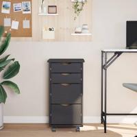 Ladekast MOSS verrijdbaar massief grenenhout grijs - thumbnail