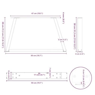 Eettafelpoten 2 st V-vormig 50x(30-31,3) cm staal zwart