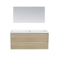 Badkamermeubel Sanilux PL 120 Greeploos Incl Spiegel En Wastafel Light Wood Multiplex 120x47x50 cm - thumbnail