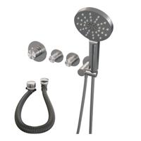 Brushed Carving thermostatische inbouw badkraan SET 02 met badvulcombinatie - thumbnail