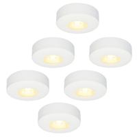 Set van 6 Pavo - Platte LED opbouwspots 23mm - 3W 300lm - 2700K - Dimbaar - Rond - IP44 - Wit - thumbnail