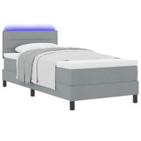 Boxspringbed met matras en LED stof lichtgrijs 90x200 cm - thumbnail