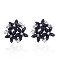 Zircon Rhinestone 3 bloem Stud Oorbellen mode voor vrouwen sieraden metaal kleur: zwart - thumbnail