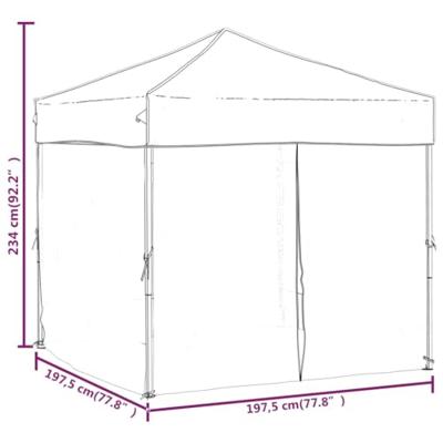 Partytent inklapbaar met zijwanden 2x2 m crmekleurig