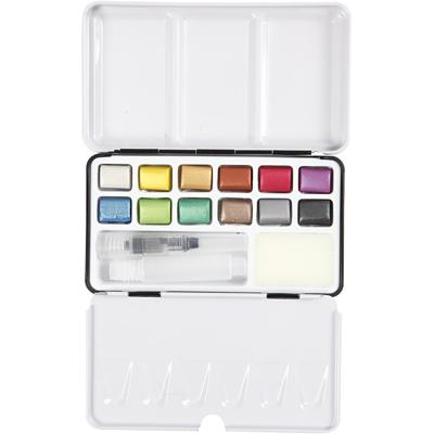 Pigment Art Art aqua aquarelverf metallic, 12 kleuren Pigment Art Art aqua aquarelverf metallic, 12 kleuren