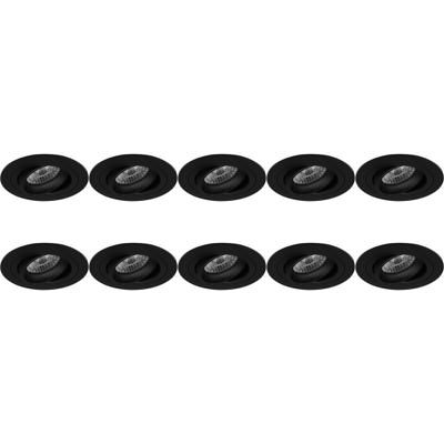 GU10 Inbouwspot 10-Pack - Zwart Aluminium - Kantelbaar Ø92mm