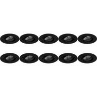 GU10 Inbouwspot 10-Pack - Zwart Aluminium - Kantelbaar Ø92mm - thumbnail