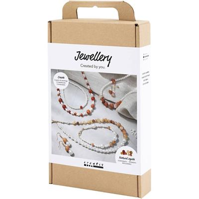 Creativ Company Hobbyset sieraden, beige, burnt orange, wit parelmoer, 1 doos