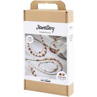 Creativ Company Hobbyset sieraden, beige, burnt orange, wit parelmoer, 1 doos - thumbnail