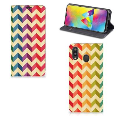 Samsung Galaxy M20 | Hoesje met Magneet | Zigzag Multi Color Samsung Galaxy M20 | Hoesje met Magneet | Zigzag Multi Color