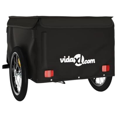 VidaXL Fietstrailer 45 kg ijzer zwart - thumbnail