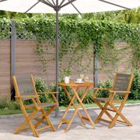 3-delige Bistroset polypropeen en massief hout grijs - thumbnail