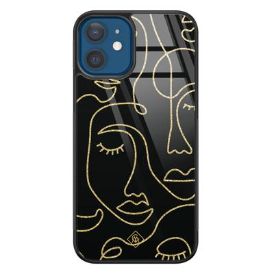 iPhone 12 glazen hardcase - Abstract faces iPhone 12 glazen hardcase - Abstract faces