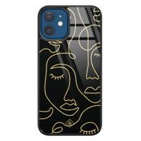 iPhone 12 glazen hardcase - Abstract faces - thumbnail